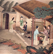 Ancient silk production tapestry